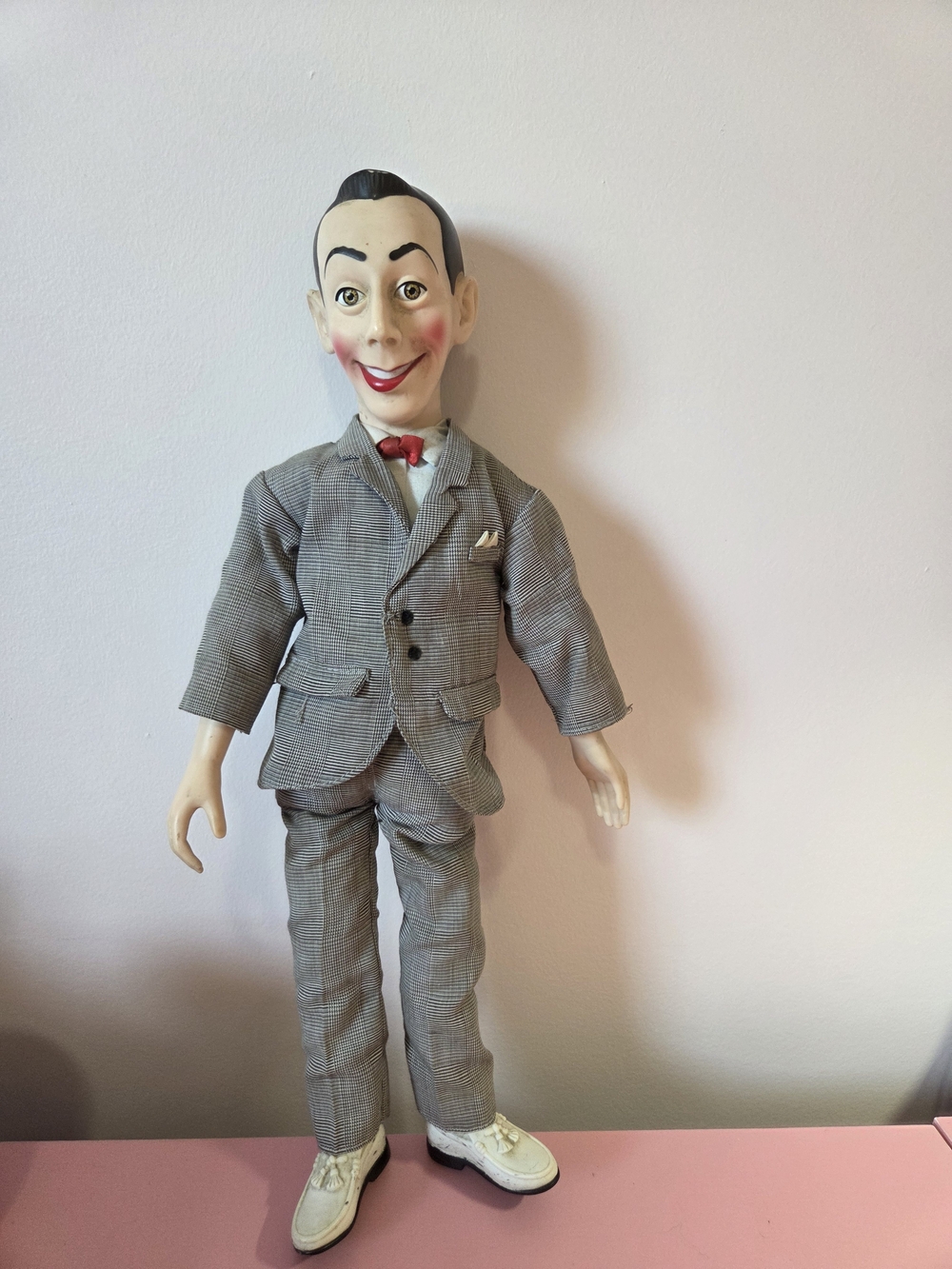 Pee Wee Herman Doll.  Dressed In Houndstooth Men's Blazer and Trousers Set.